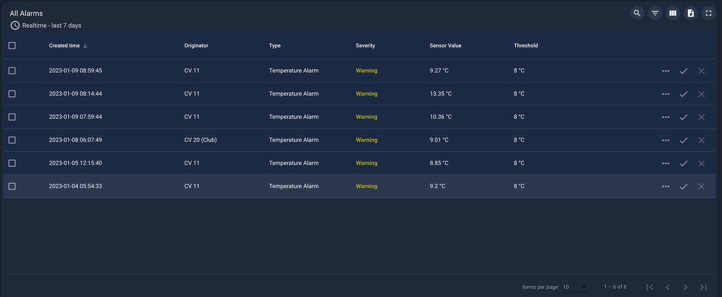 Cold Storage App - Sensors